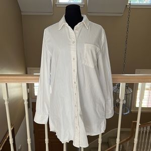 aerie White Long Button Down / Size M